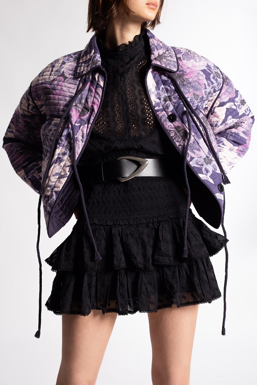 Floral - high-neck buttoned-up jacket Fit Blue